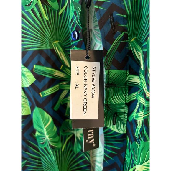Paisley & Gray Slim Fit Shirt XL Tropical Leaf Print NWT - Picture 2 of 5